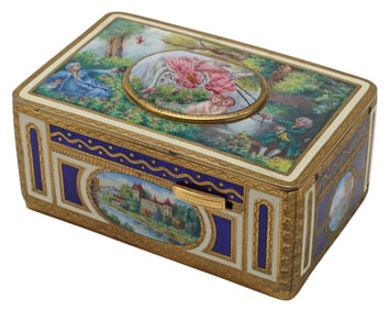 GERMAN GILT-METAL & ENAMEL AUTOMATON SINGING BIRD MUSIC BOX