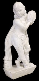 LARGE CARVED MARBLE SCULPTURE, FEMALE DANCER, 42.5"H