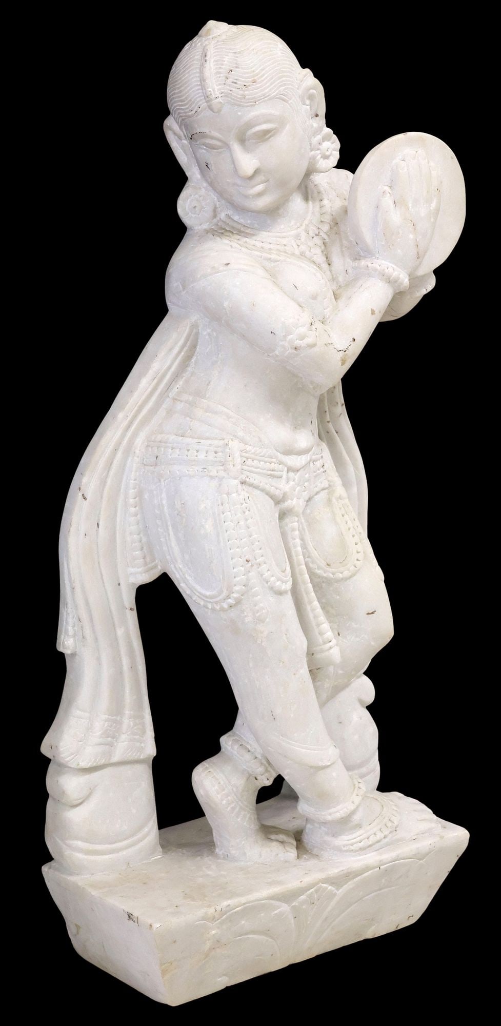 LARGE CARVED MARBLE SCULPTURE, FEMALE DANCER,  42.5"H (1 of 4)
