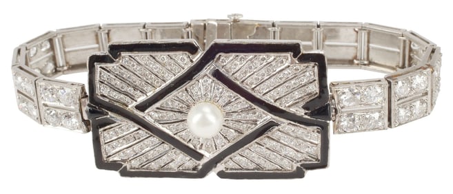 ESTATE ART DECO STYLE PLATINUM, 18KT GOLD & 3.00CTTW DIAMOND BRACELET