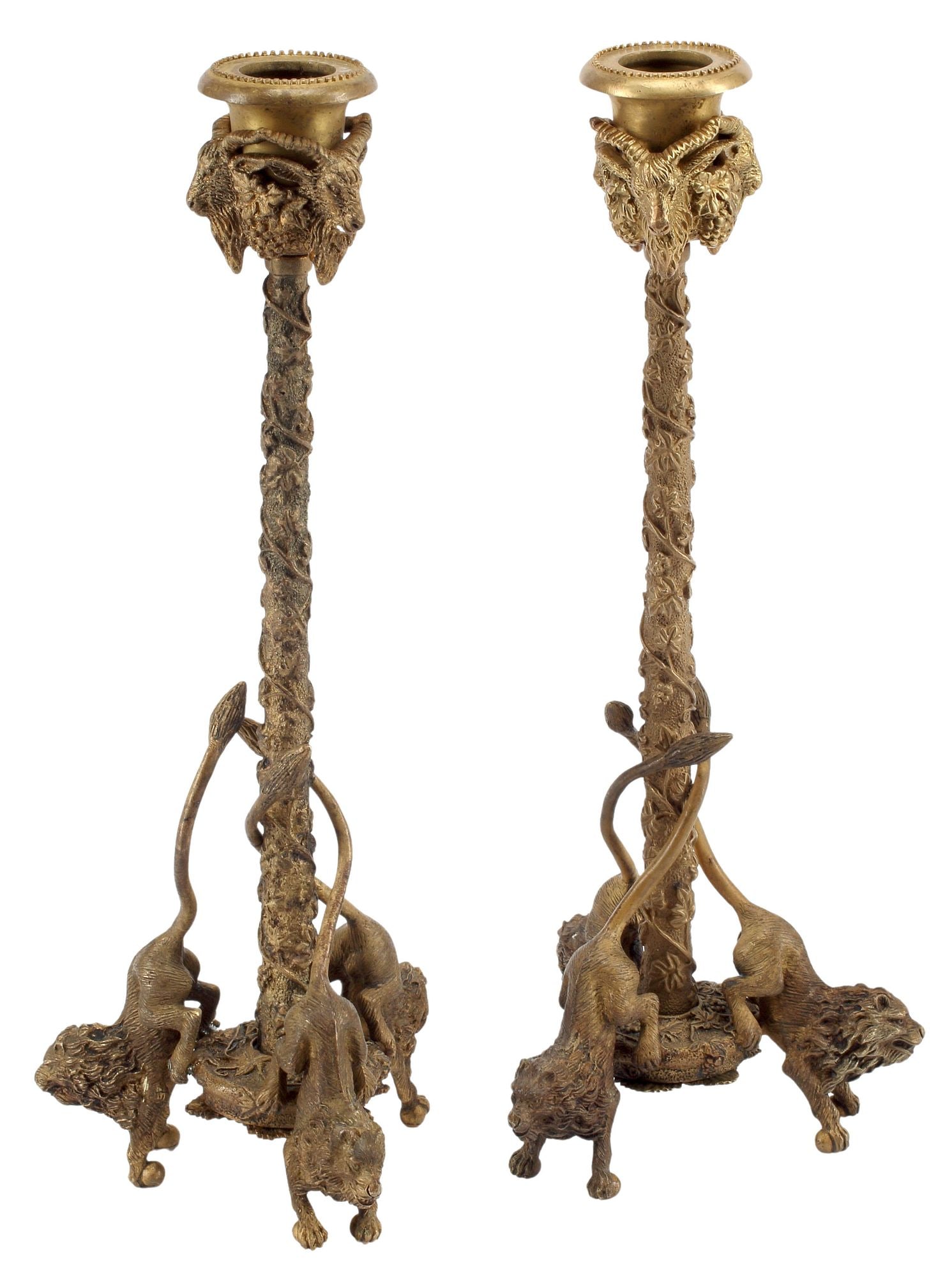 (2) NEOCLASSICAL STYLE GILT-BRONZE CANDLESTICKS (1 of 4)