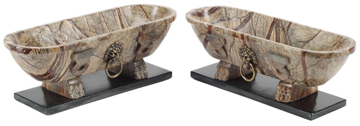 (2) GRAND TOUR STYLE MARBLE MODELS OF A ROMAN BATH