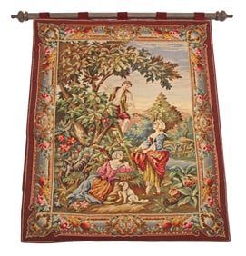 ROCOCO STYLE NEEDLEPOINT TAPESTRY THE CHERRY PICKERS
