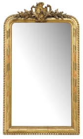 FRENCH LOUIS PHILIPPE PERIOD CRESTED GILTWOOD MIRROR, 57"H