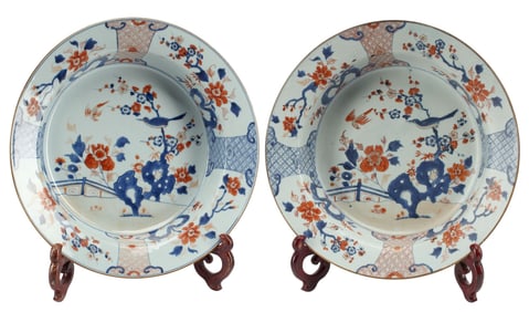 (2) LARGE CHINESE IMARI PORCELAIN DISHES, 18TH C.