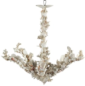 SHELL & CORAL ENCRUSTED 'GROTTO' CHANDELIER-FORM HANGING SCULPTURE