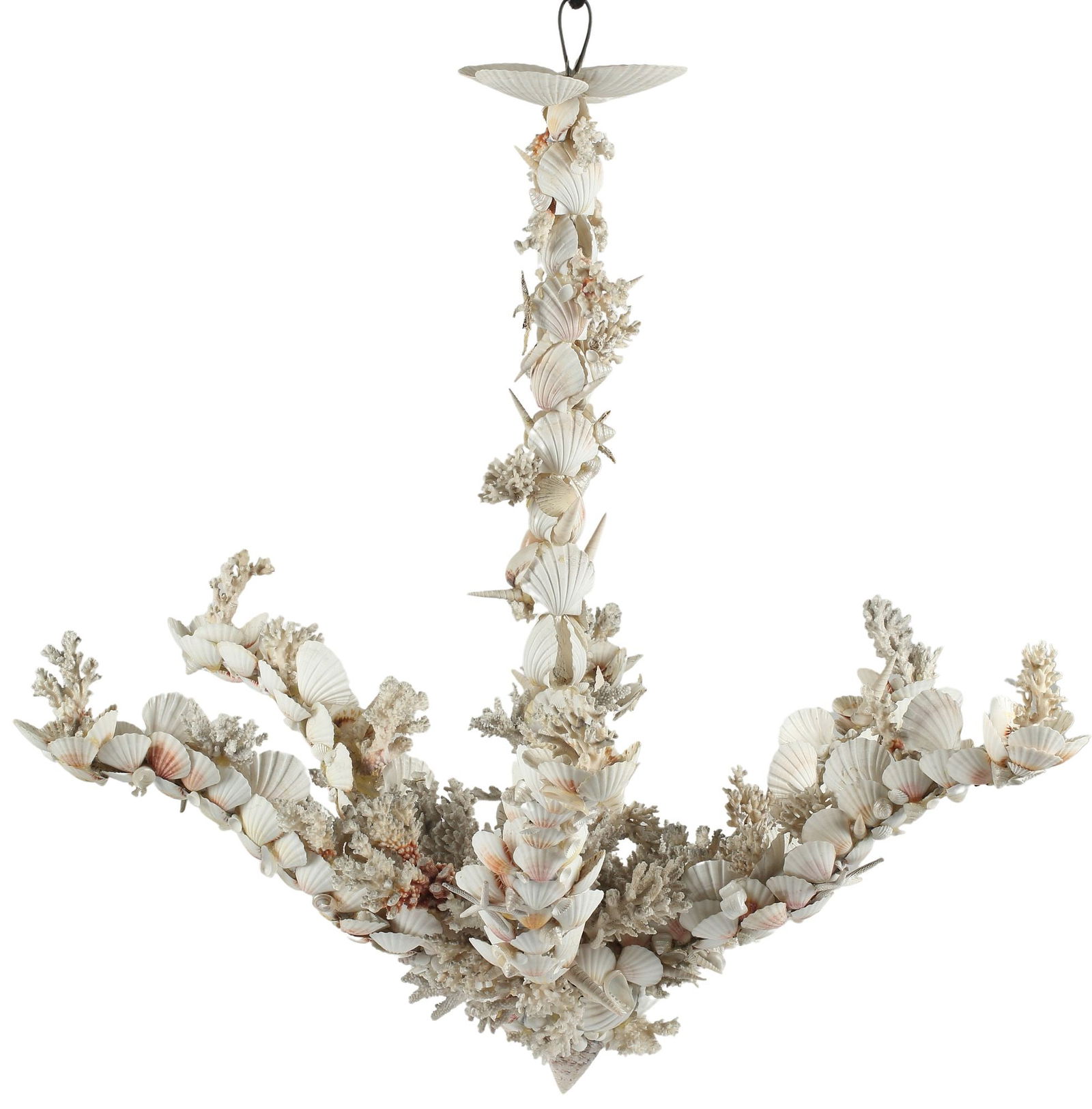 SHELL & CORAL ENCRUSTED 'GROTTO' CHANDELIER-FORM HANGING SCULPTURE (1 of 5)