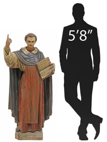 NEAR LIFE-SIZE FRENCH CARVED & POLYCHROME ST. VINCENT FERRER 55"H