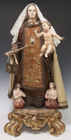 SPANISH SANTO OUR LADY OF MOUNT CARMEL WITH ANIMA SOLA