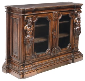 FRENCH RENAISSANCE REVIVAL GLAZED BOOKCASE OR DISPLAY CABINET