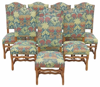 (8) FRENCH LOUIS XIV STYLE UPHOLSTERED WALNUT DINING CHAIRS
