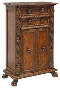 ITALIAN RENAISSANCE REVIVAL CARVED BURLWOOD CABINET