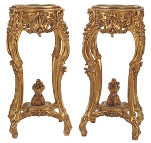 (2) LOUIS XV STYLE GILTWOOD STANDING JARDINIERES