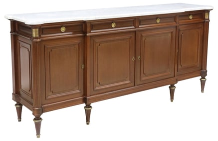 FRENCH LOUIS XVI STYLE MARBLE-TOP MAHOGANY SIDEBOARD