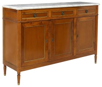 FRENCH LOUIS XVI STYLE MARBLE-TOP MAHOGANY SIDEBOARD