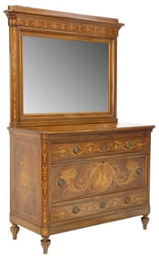 ITALIAN NEOCLASSICAL WALNUT & MARQUETRY DRESSING COMMODE