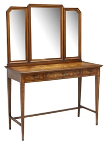 ITALIAN NEOCLASSICAL WALNUT & MARQUETRY DRESSING TABLE