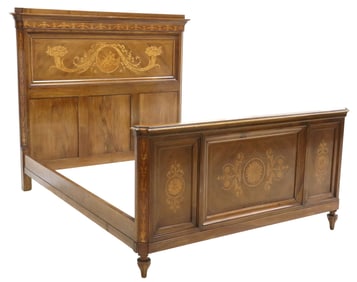 ITALIAN NEOCLASSICAL WALNUT & MARQUETRY BED
