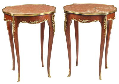 (2) LOUIS XV STYLE MARBLE-TOP ORMOLU-MOUNTED GUERIDONS (1 of 4)