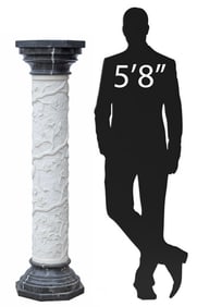 MONUMENTAL BLACK & WHITE COLUMN PEDESTAL, 59"H