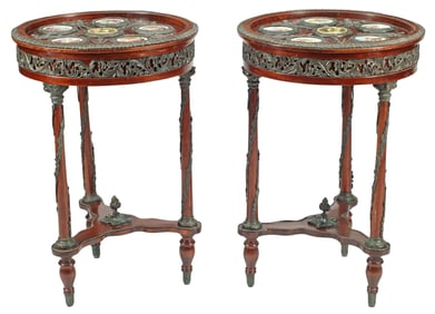 (2) NEOCLASSICAL STYLE BRONZE & PORCELAIN MOUNTED GUERIDONS
