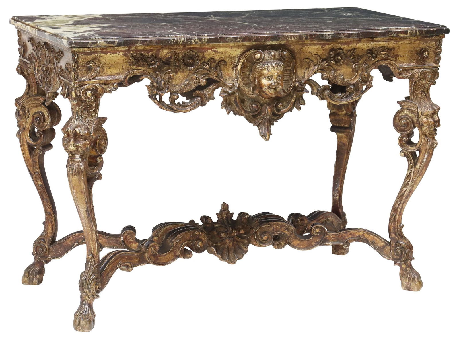 ITALIAN ROCOCO STYLE MARBLE-TOP GILTWOOD SALON TABLE (1 of 5)