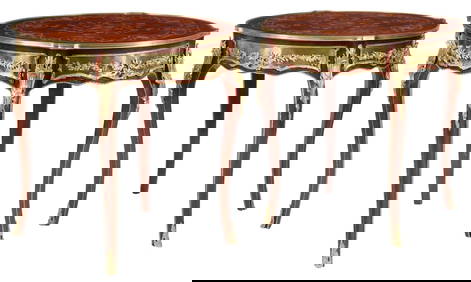 (2) LOUIS XV STYLE ORMOLU-MOUNTED MARQUETRY GUERIDONS (1 of 5)