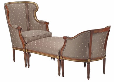 (3) FRENCH LOUIS XVI STYLE ORMOLU-MOUNTED DUCHESSE BRISEE
