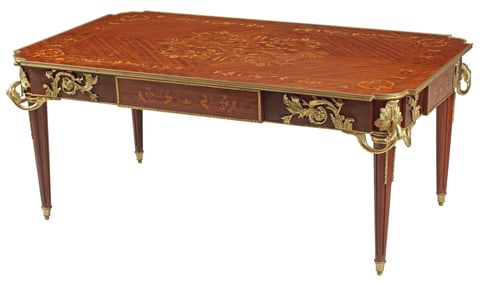 LOUIS XVI STYLE ORMOLU-MOUNTED MARQUETRY COFFEE TABLE