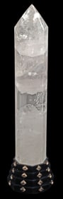LARGE ROCK CRYSTAL OBELISK ON STAND, 31"H