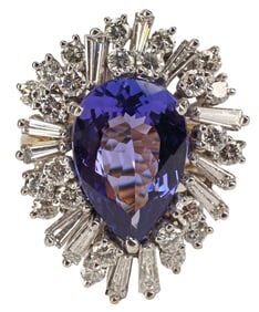 ESTATE 18KT BICOLOR GOLD TANZANITE & 2.23CTTW DIAMOND COCKTAIL RING