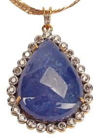 ESTATE 18KT TANZANITE & 0.50CTTW DIAMOND PENDANT NECKLACE