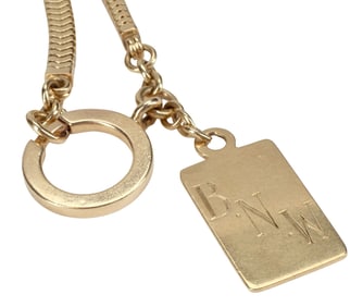 ESTATE 14KT GOLD SNAKE CHAIN NECKLACE WITH DOG TAG