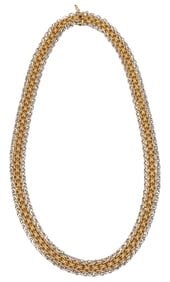ESTATE ITALIAN 18KT BICOLORED GOLD MULTISTRAND CHAIN NECKLACE