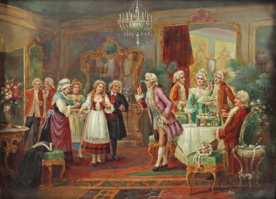 C. RITTER OIL PAINTING FRENCH COURT SALON INTERIOR SCENE