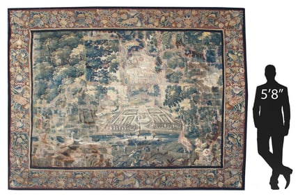 FLEMISH VERDURE TAPESTRY, 108" X 132"