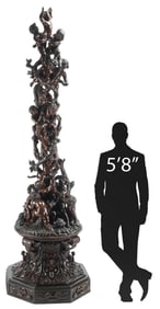 MONUMENTAL ITALIAN ORNATELY CARVED WOOD SCULPTURE PUTTI, 127"H