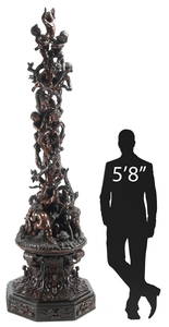 MONUMENTAL ITALIAN  ORNATELY CARVED WOOD SCULPTURE PUTTI, 127"H