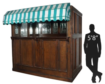 ENGLISH OAK MIRRORED BACK PUB BAR, 7'9"H