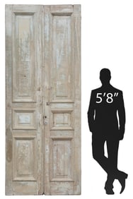 ARCHITECTURAL SCRUBBED PINE THREE-PANEL DOUBLE DOORS, 108.5"H
