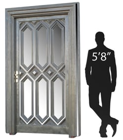 MIRRORED & METAL-CLAD ARCHITECTURAL DOORFRAME & DOOR, 99"