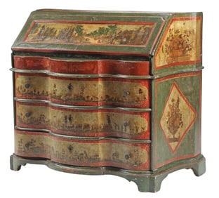 ITALIAN PAINTED & 'LACCA POVERA' SLANT-FRONT BUREAU, 18TH C.