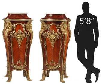 (2) LARGE LOUIS XV STYLE ORMOLU-MOUNTED PEDESTALS, 55"H