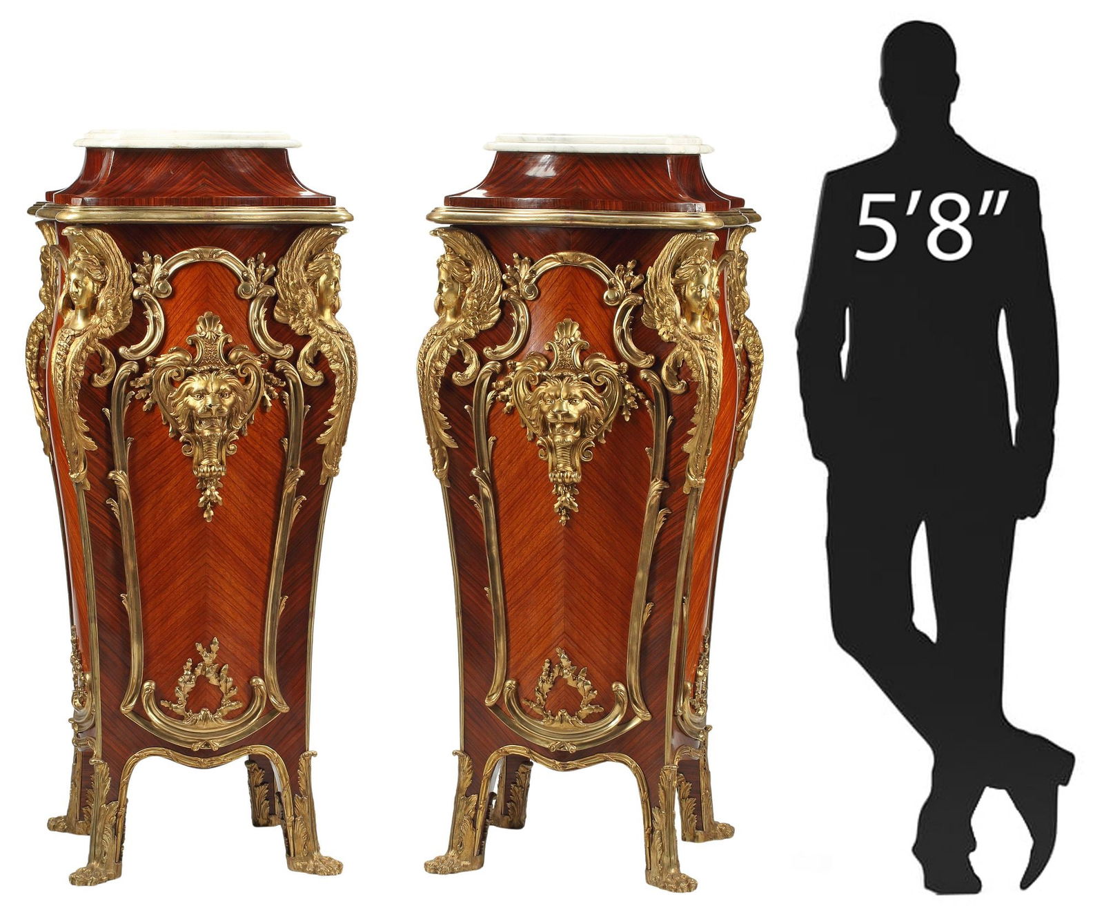 (2) LARGE LOUIS XV STYLE ORMOLU-MOUNTED PEDESTALS, 55"H (1 of 7)