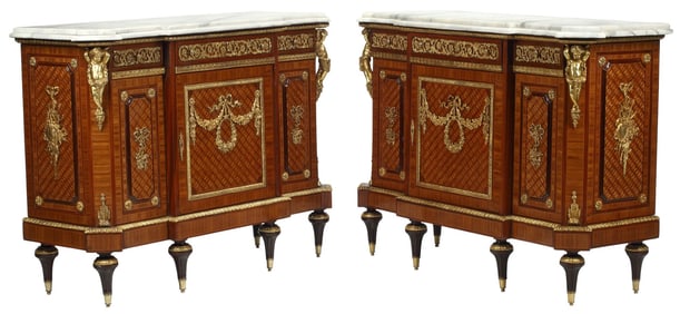 (2) LOUIS XVI STYLE ORMOLU-MOUNTED PARQUETRY CABINETS