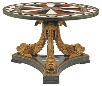 NEOCLASSICAL STYLE SPECIMEN MARBLE CENTER TABLE