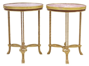 (2) NEOCLASSICAL STYLE MARBLE-TOP ORMOLU GUERIDONS