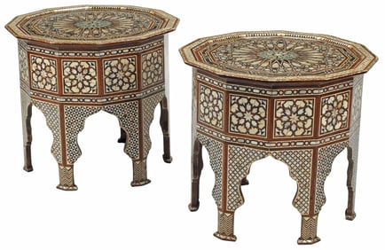 (2) MOORISH STYLE INLAID DODECAGONAL SIDE TABLES