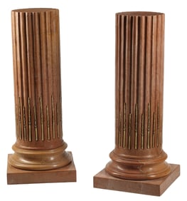 (2) NEOCLASSICAL STYLE BRONZE-MOUNTED MARBLE FLUTED PEDESTALS