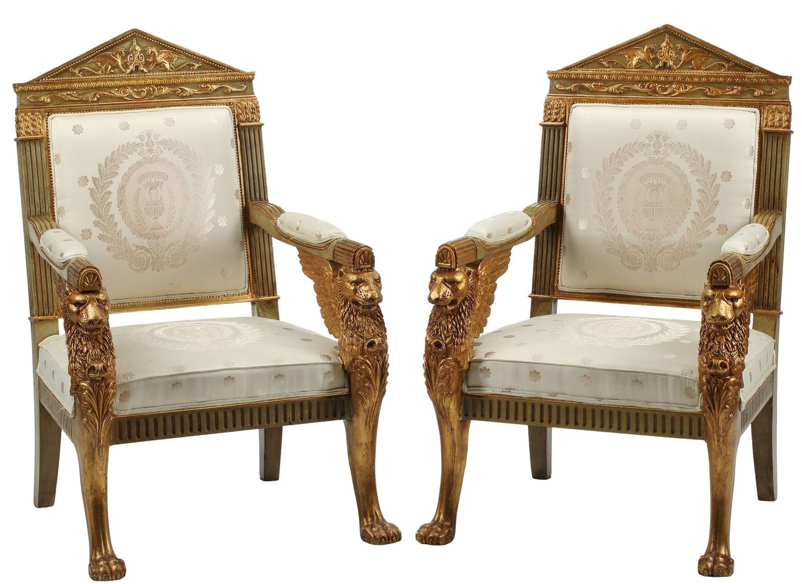 (2) EMPIRE STYLE PARCEL-GILT & PAINTED ARMCHAIRS (1 of 5)
